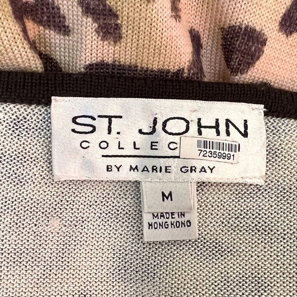 St. John Collection by Marie Gray V Neck Leopard Print Pullover Sweater Size M - Picture 3 of 5